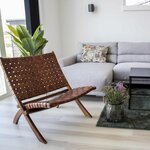 Chaise en teck et cuir marron PERUGIA