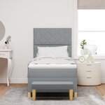 vidaXL Lit à ressort avec matelas et banc gris clair 100x200 cm tissu