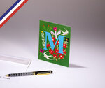 Carte simple bouton d'or créée et imprimée en france - la lettre i