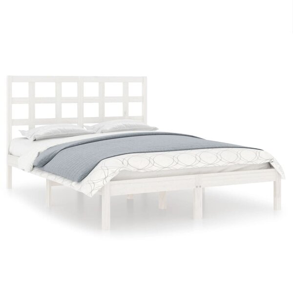 vidaXL Cadre de lit Blanc Bois massif 140x190 cm