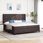 vidaXL Lit box spring avec matelas et LED Marron foncé 200x200 cm Tissu