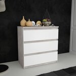 Commode CHELSEA 3 Tiroirs - Couleur blanc/béton clair - 77 2 x 42 x 79 9 cm