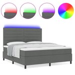 vidaXL Lit à ressorts avec matelas et LED Gris foncé 140x190 cm Tissu