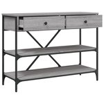 vidaXL Table console avec tiroirs et étagères gris bois d'ingénierie