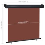 vidaXL Auvent latéral de balcon 165x250 cm Marron
