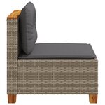 vidaXL Canapé de jardin sans accoudoirs coussins gris résine tressée