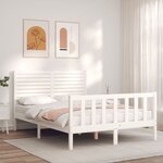 vidaXL Cadre de lit avec tête de lit blanc 140x190 cm bois massif