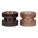 2 bougeoirs en verre ambré réversibles Ø 9 x 7 cm