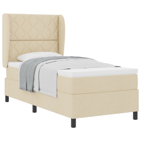 Lit Box Spring vidaXL avec Matelas - Crème 100x200 cm Tissu