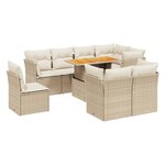 vidaXL Salon de jardin avec coussins 9 Pièces beige résine tressée