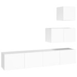 vidaXL Ensemble de meubles TV 4 Pièces Blanc Bois d'ingénierie