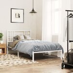 vidaXL Cadre de lit métal sans matelas avec tête de lit blanc 90x200cm