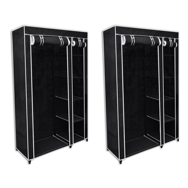 vidaXL Garde-robe en tissu 2 Pièces Noir