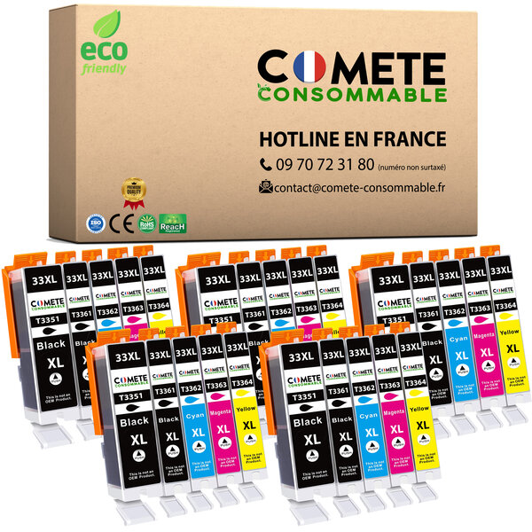 Cartouche 33XL Pack de 25 Compatibles Comete, Entreprise Française