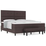 vidaXL Lit à ressorts avec matelas et banc marron foncé 180x200 cm en tissu