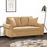 vidaXL Canapé 2 places avec oreillers décoratifs brun 120 cm velours