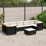 vidaXL Salon de jardin 8 Pièces avec coussins noir résine tressée