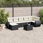 vidaXL Salon de jardin 8 Pièces avec coussins noir résine tressée