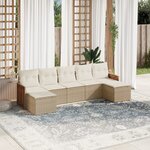 vidaXL Salon de jardin avec coussins 7 Pièces beige résine tressée