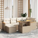 vidaXL Salon de jardin avec coussins 7 Pièces beige résine tressée
