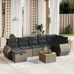 vidaXL Salon de jardin 8 Pièces avec coussins gris résine tressée