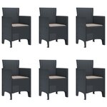 vidaXL Ensemble de salle à manger de jardin 7 pièces avec coussins Anthracite Poly Rattan