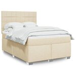vidaXL Sommier à lattes de lit avec matelas Crème 160x200 cm Tissu