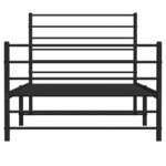 vidaXL Cadre de lit métal avec tête de lit/pied de lit noir 100x190 cm