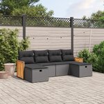 vidaXL Salon de jardin 6 Pièces avec coussins noir résine tressée