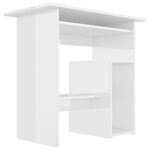 Bureau table poste de travail meuble d'ordinateur informatique étude brillant 80 x 45 x 74 cm bois d’ingénierie blanc 02_0023551
