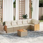 vidaXL Salon de jardin avec coussins 7 Pièces beige résine tressée