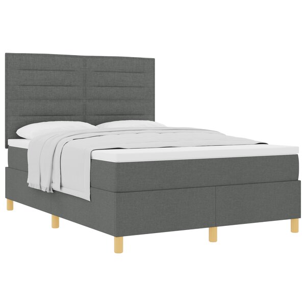 vidaXL Lit Tapissier avec Matelas Gris Foncé 140x200 cm Tissu