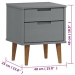 vidaXL Table de chevet MOLDE Gris 40x35x48 cm Bois de pin massif