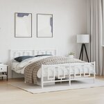 vidaXL Cadre de lit métal avec tête de lit/pied de lit blanc 150x200cm