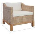 vidaXL Ensemble de canapés 3 Pièces avec coussins Rotin naturel