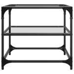 vidaXL Table basse avec dessus en verre transparent 50x50x45 cm acier