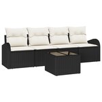 vidaXL Ensemble de canapé de jardin 5 pièces avec coussins noir poly rotin