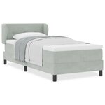 Lit à ressort vidaXL avec un matelas gris clair 100x200 cm en velours