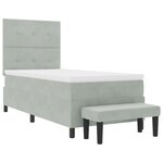 vidaXL Lit à ressorts avec matelas et banc gris clair 90x200 cm velours