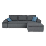 Canapé d'angle réversible convertible 3 places + Coffre de rangement - Tissu gris - 274 x 184 cm