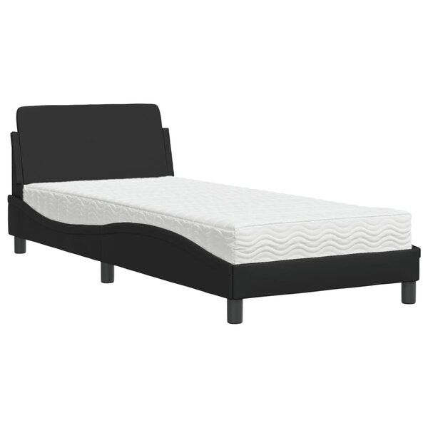 vidaXL Lit avec matelas noir 90x190 cm similicuir