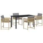 vidaXL Ensemble de salle à manger de jardin 5 pièces avec coussins beige en rattan poly
