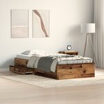Lit vidaXL en vieux bois 100x200 cm en bois d'ingénierie
