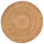 vidaXL Tapis Jute tressé à la main 150 cm Rond