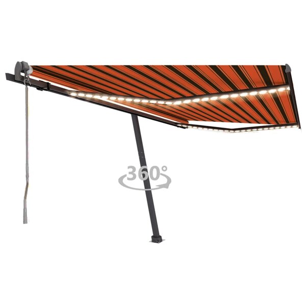 vidaXL Auvent automatique capteur de vent/LED 450x300 cm Orange marron