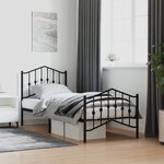 vidaXL Cadre de lit métal sans matelas avec pied de lit noir 90x200 cm
