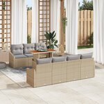 vidaXL Ensemble de jardin 8 pièces avec coussins Beige Rotin Synthétique