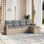 vidaXL Salon de jardin avec coussins 5Pièces mélange beige résine tressée