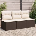 vidaXL Canapé de jardin avec coussins 3 places brun résine tressée