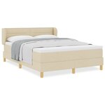 Lit Box Spring avec Matelas - Crème  140x190 cm  Tissu